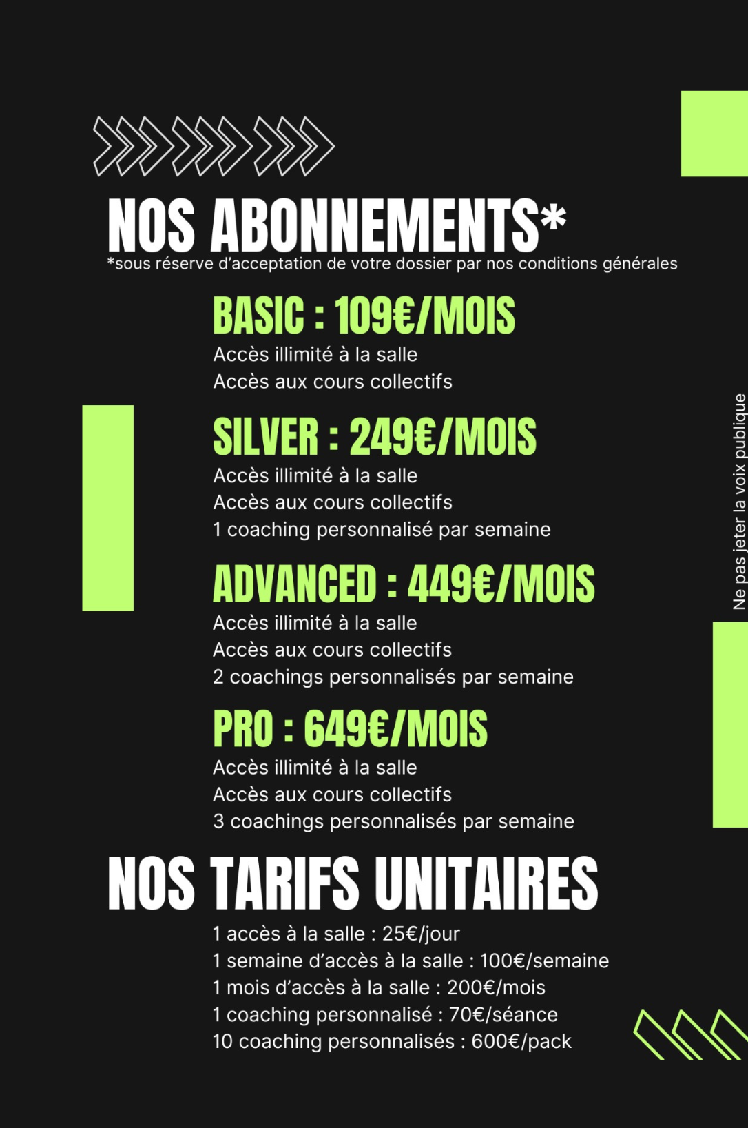 Tarifs